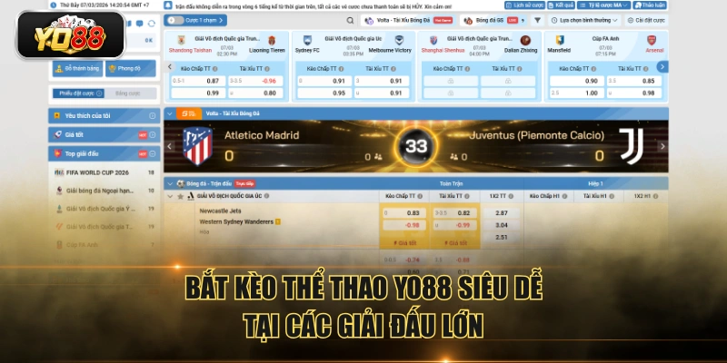 Bắt kèo thể thao YO88 siêu dễ tại các giải đấu lớn
