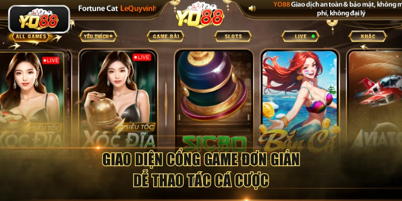 Giao diện cổng game đơn giản, dễ thao tác cá cược