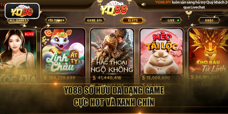 YO88 sở hữu đa dạng game cực hot và xanh chín